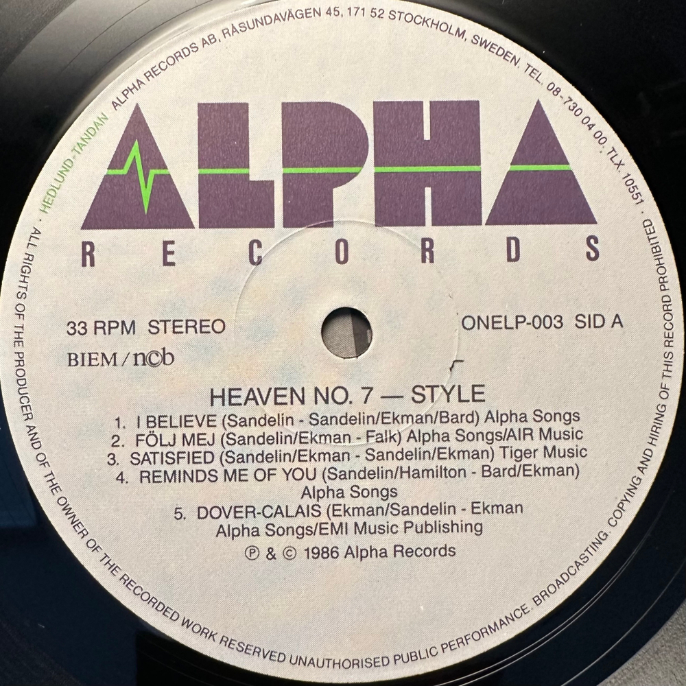 Style - Heaven No. 7 (Швеция 1986г.)