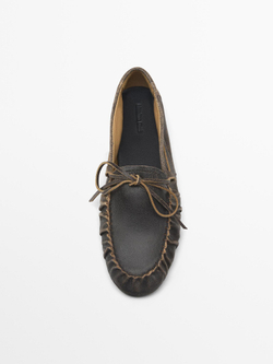 Massimo Dutti Лоферы со сборками и бантом, серый