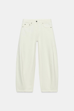 ZARA ДЖИНСЫ BALLOON СО СРЕДНЕЙ ПОСАДКОЙ — ZW COLLECTION, ЖЕЛТОВАТО-БЕЛЫЙ