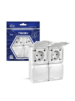 Розетка 4-м ОП Nix 16А IP54 250В с заземл. с крышкой бел. TOKOV ELECTRIC TKE-NX-R4Z-C01-IP54
