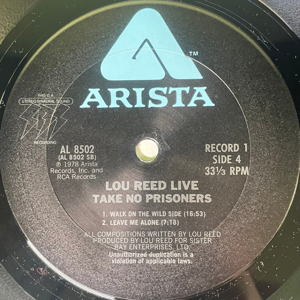 Lou Reed ‎– Lou Reed Live - Take No Prisoners 2LP (США 1978г.)