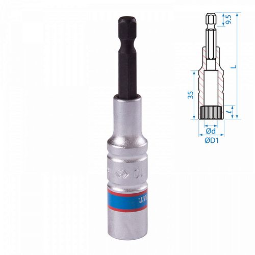 KING TONY (76B810M) Головка для шуруповерта двенадцатигранная 1/4", 10 мм, L = 80 мм