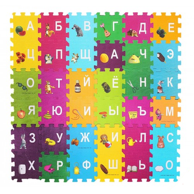 КОВРИК-ПАЗЛ ИГРАЕМ ВМЕСТЕ МАША И МЕДВЕДЬ С ВЫРЕЗАННЫМИ БУКВАМИ В ПАК. 45*5,5*30СМ