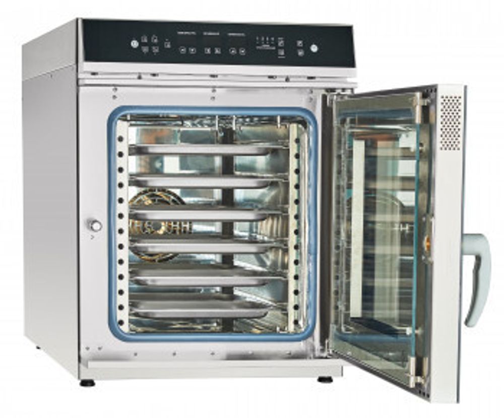 11000011036 Абат Пароконвектомат ПКА6-2/3В верхняя панель управления (инжекционный, 6хGN-2/3, память на 110 программ приготовления, термощуп, регулировка влажности, вся нерж, без г/емкостей) черный дизайн, реверс, 230 В