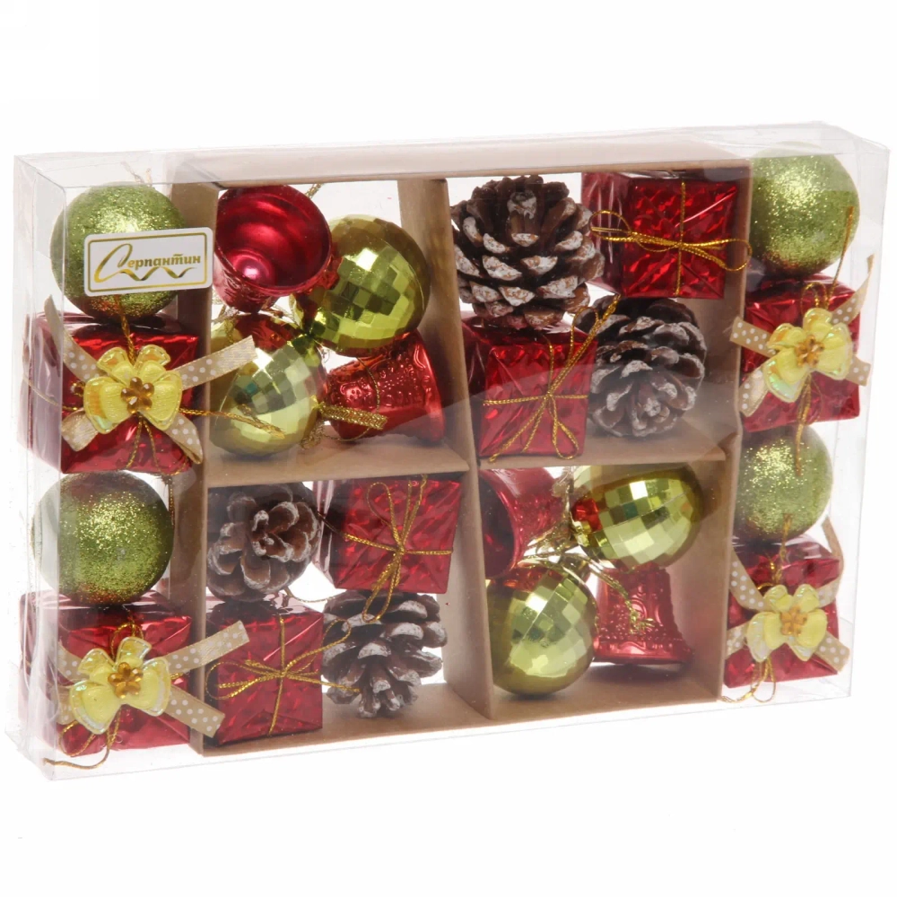 Набор украшений «Весёлое рождество» 24*16 см, 4 см (24 предмета)