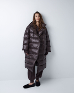 Поло объемного кроя из смесового кашемира шоколадный