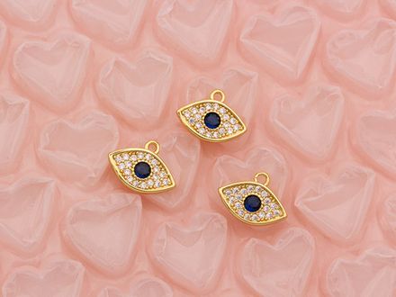 Подвеска "Глаз" 8мм, с кристаллом и стразами