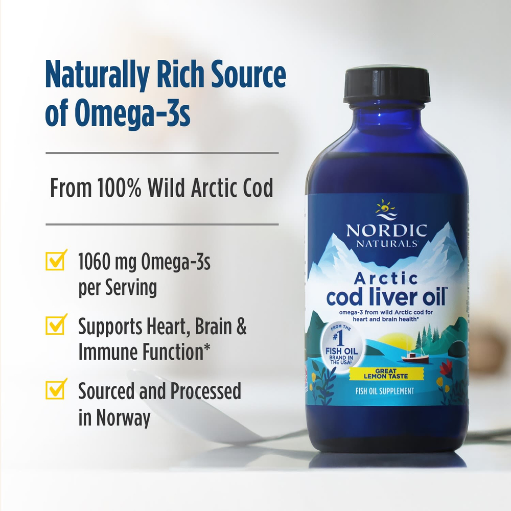 Nordic Naturals, Arctic Cod Liver Oil™, со вкусом лимона, 237 мл (8 жидк. унций)