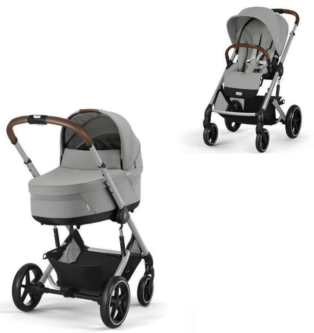 Коляска Cybex Balios S Lux SLV complete Aton S2 Ocean Blue 3 в 1 Stone Grey с дождевиками
