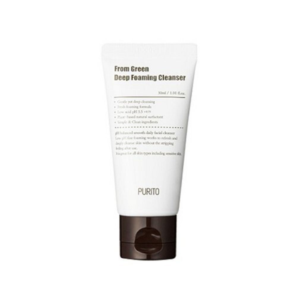 Слабокислотная пенка с центеллой и зелёным чаем PURITO From Green Deep Foaming Cleanser