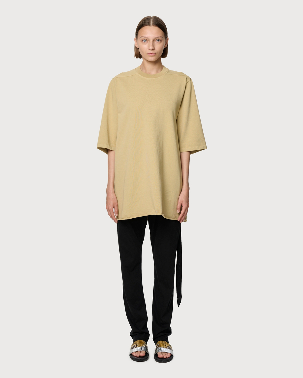 RICK OWENS DRKSHDW ФУТБОЛКА ЖЕНСКАЯ БЕЖЕВАЯ HOLLYWOOD JUMBO SS