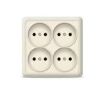 Розетка четырехместная квадратная "UNIVersal" серия "Олимп" б/з, о/у, 16А, 220В, "слоновая кость"