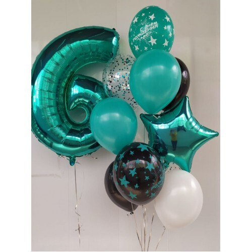 Сет из шаров «Бирюзовые Звезды»
