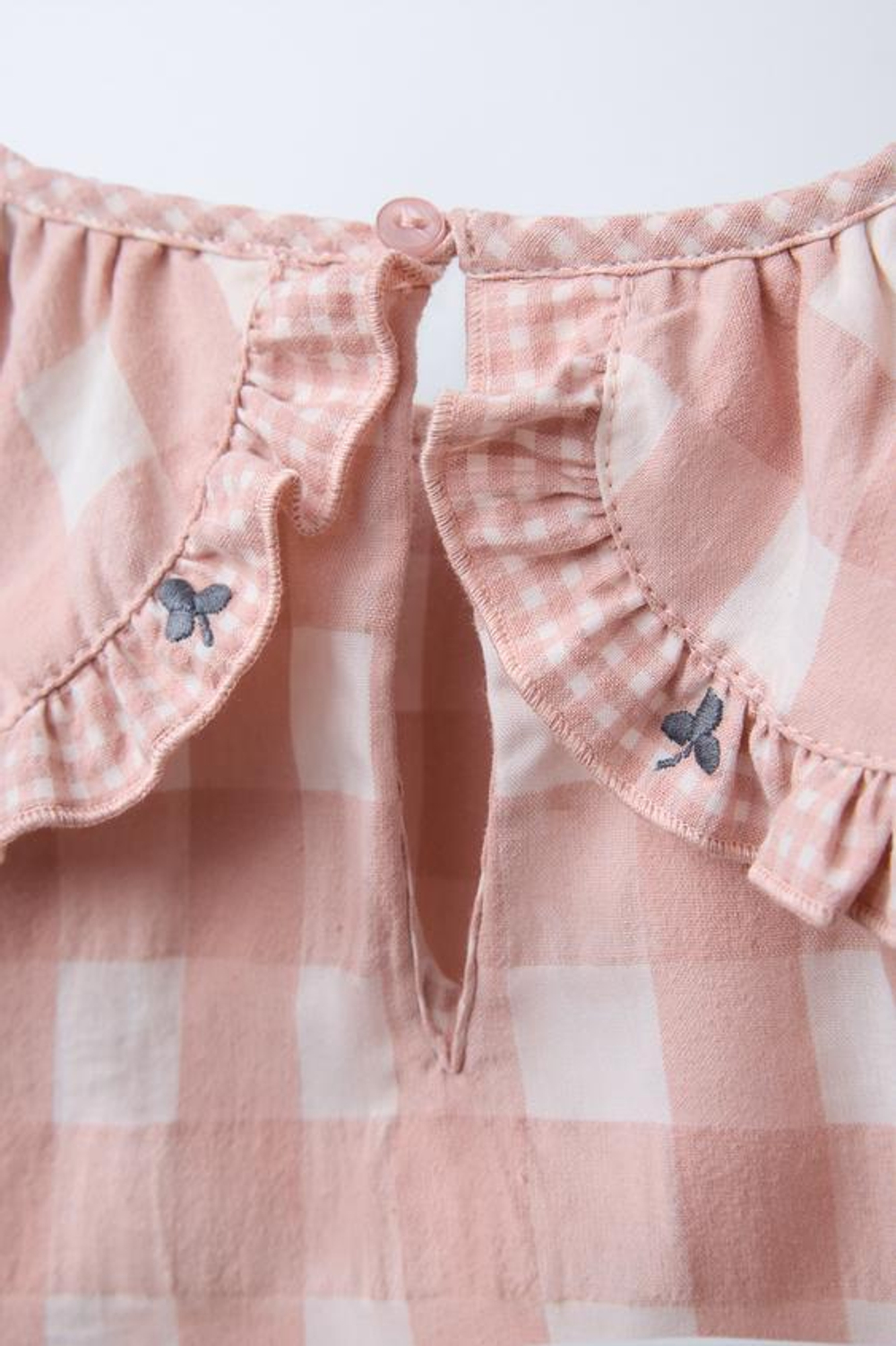 ZARA РУБАШКА В КЛЕТКУ С ЦВЕТОЧНОЙ ВЫШИВКОЙ, РОЗОВЫЙ