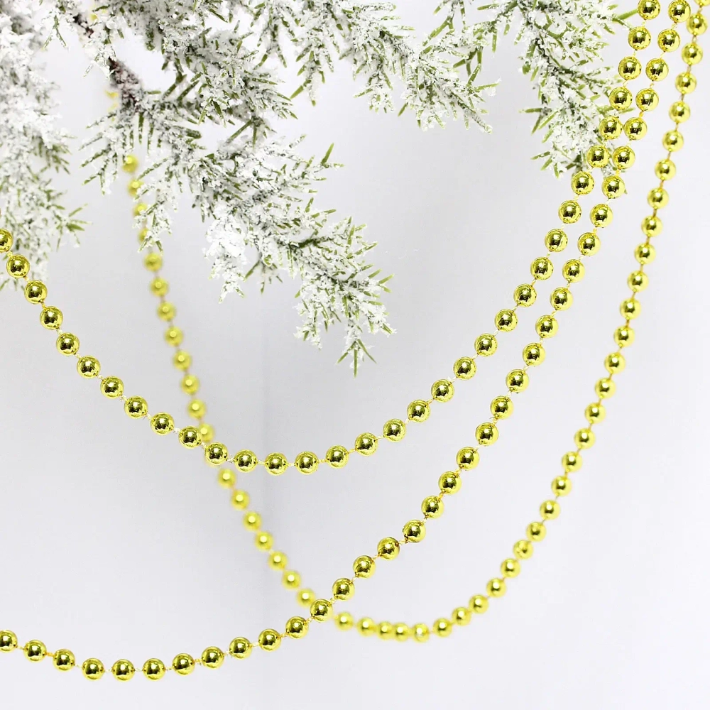 Бусы на елку 2,7м «Шарик» d-6мм, золото (pvc коробка)