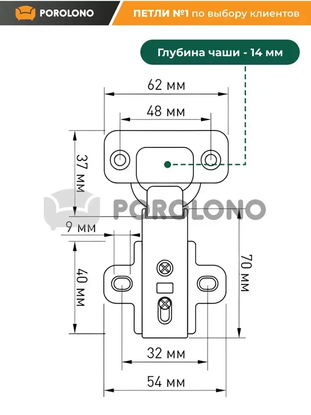 Петли мебельные с доводчиком, 20 шт.