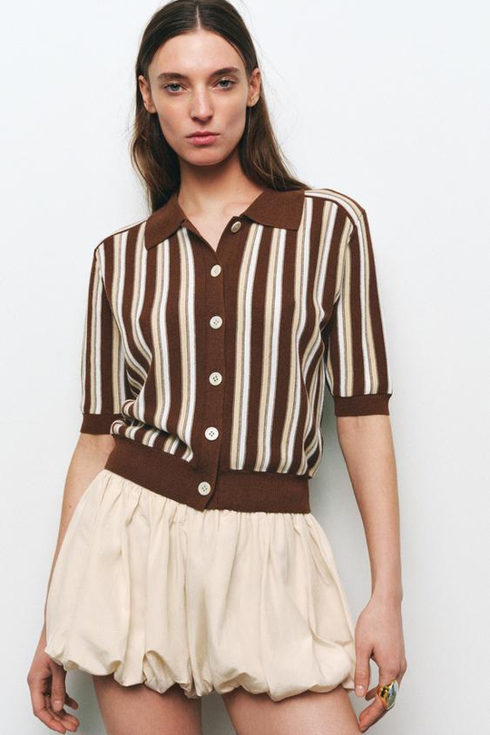 ZARA ЮБКА-ШОРТЫ BALLOON — ZW COLLECTION, БЕЖЕВЫЙ