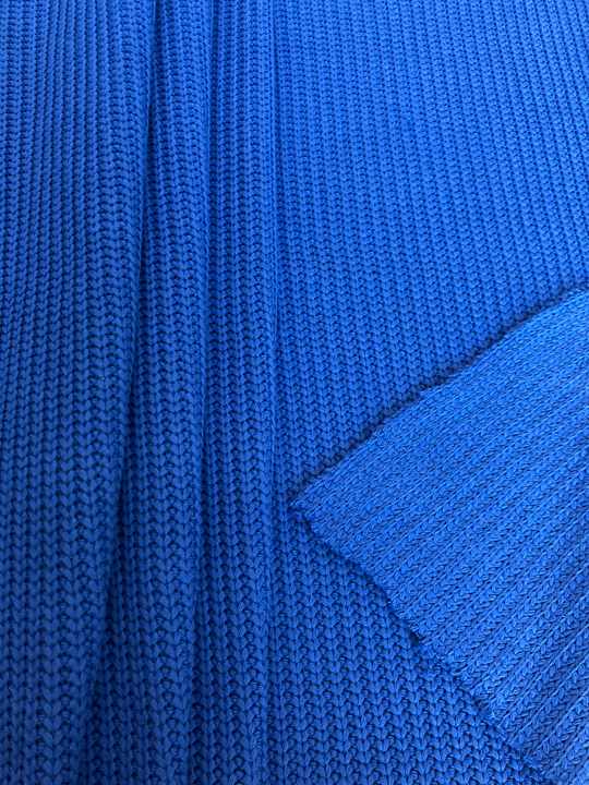 Трикотаж вязанный, косичка мелкая, василек, хлопок MARNI