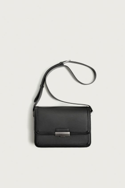 ZARA СУМКА С МЕТАЛЛИЧЕСКОЙ ДЕТАЛЬЮ, ЧЕРНЫЙ