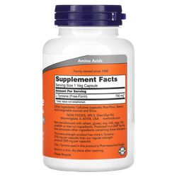 Now Foods L-Tyrosine 750 mg 90 veg capsules , Тирозин