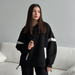 Худи OVERSIZE REGULAR из хлопка и шёлка ЧЁРНЫЙ