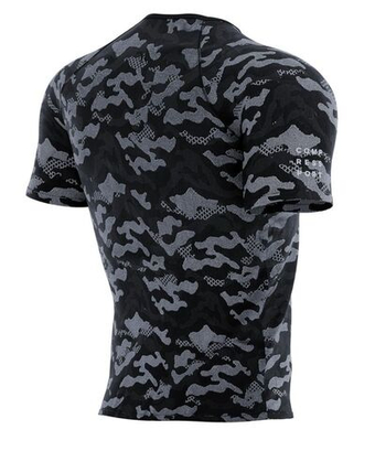 Мужская теннисная футболка Compressport Training Short Sleeve T-Shirt Camo Premium - черный