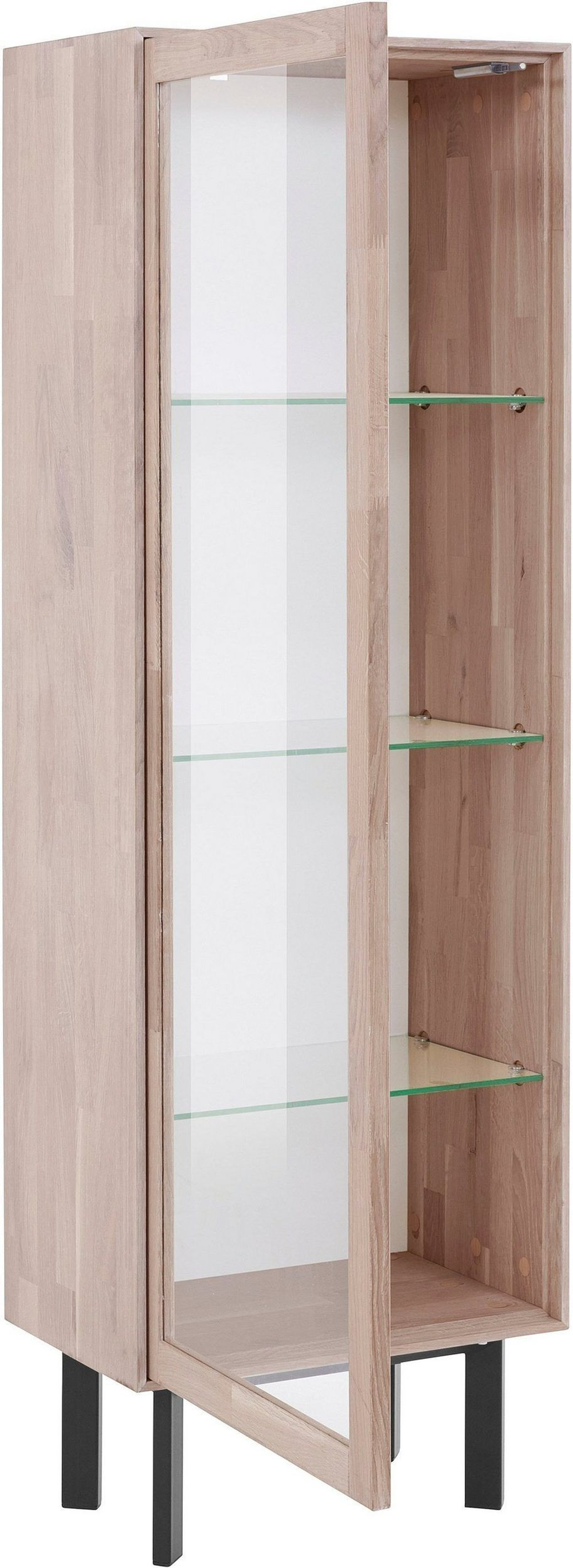 Шкаф витрина, 50х31х151, Виби, сервант для посуды, для книг, в стиле лофт, массив дуба, MAKOSA