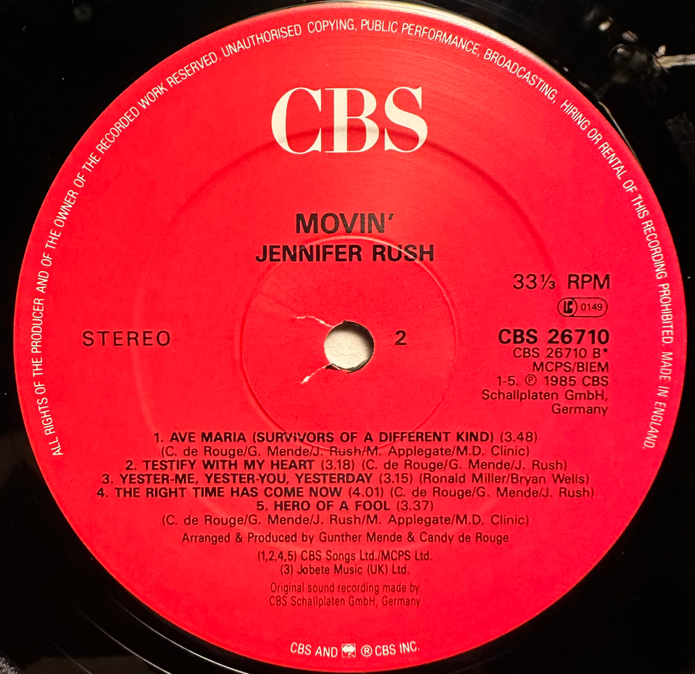 Jennifer Rush - Movin' (Англия 1985г.)