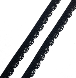 Отделочная резинка ажурная черная 10 мм