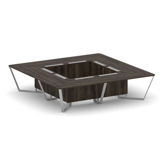 Steel Meet Стол переговорный квадратный KD-PR.B.SP-16K Дуб Мали/Металл Серый 3200*3200*750