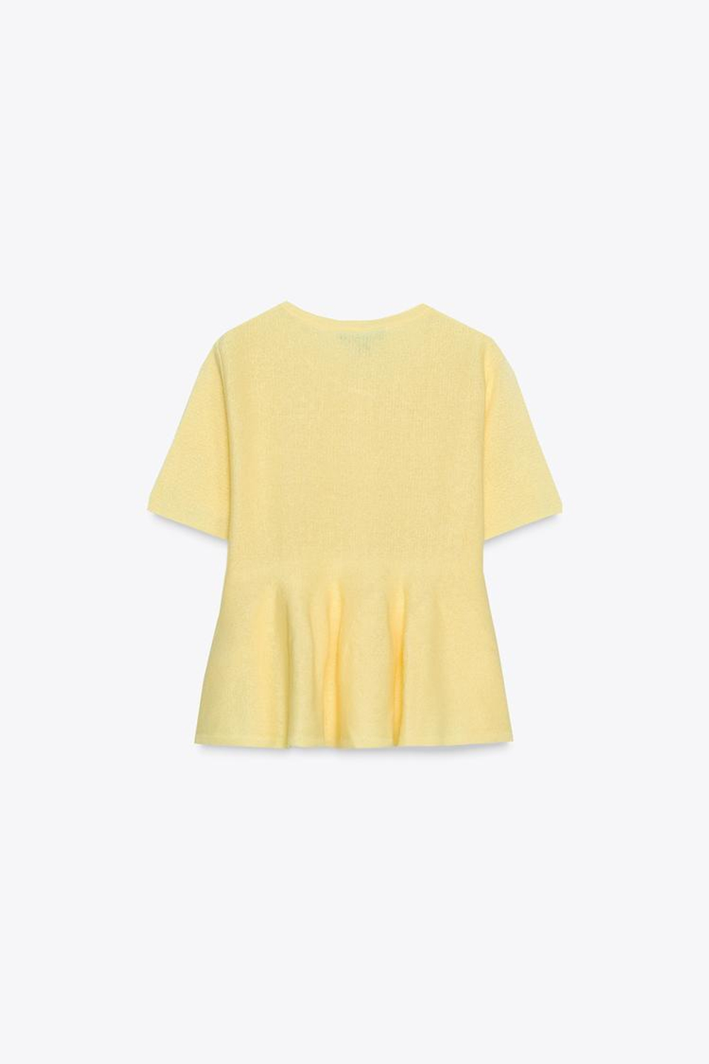 ZARA ТРИКОТАЖНЫЙ КАРДИГАН С БАСКОЙ, ЖЕЛТЫЙ