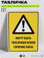 Табличка для обеспечения безопасности "Могут быть токсичные и/или горючие пары", для производства, предприятия, организаций, 40х30 см, Silver Plane x Айдентика Технолоджи
