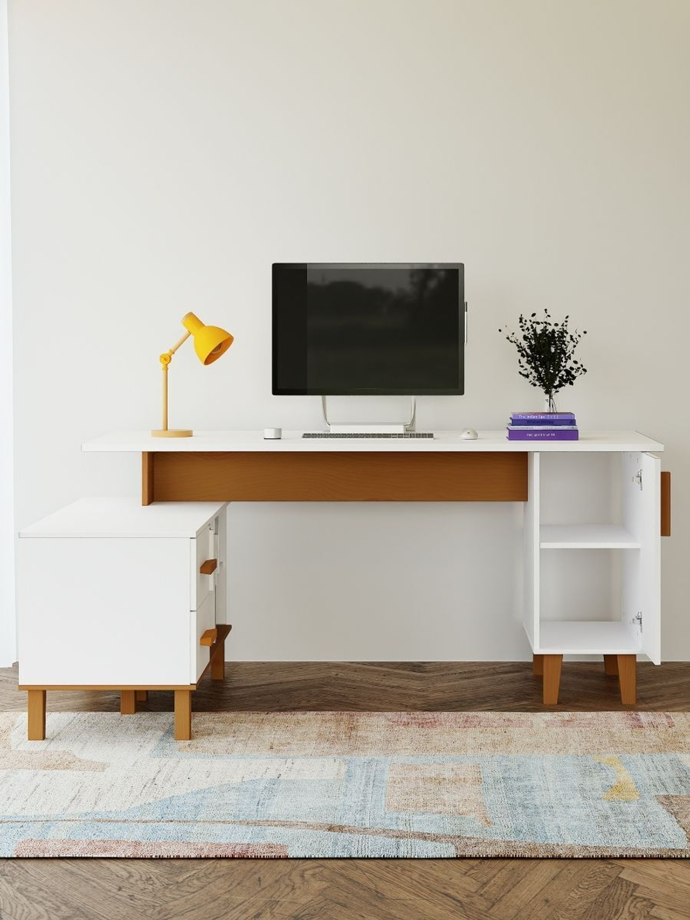 Стол письменный Вест, угловой с тумбой и ящиками