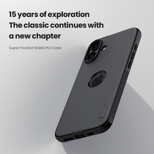 Усиленный двухкомпонентный чехол от Nillkin для iPhone 16, серия Super Frosted Shield Pro (с вырезом под лого)