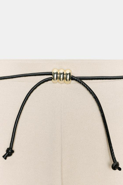 ZARA БРЮКИ-ПИКЕ С ПОЯСОМ, ЭКРЮ