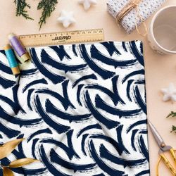 Ткань премиум интерлок синие мазки