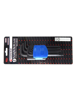 Набор ключей TORX Г-образных длинных с шаром, 9пр. (Т10, Т15, Т20, Т25, Т27, Т30, Т40, Т45, Т50),в пластиковом держателе Forsage F-5098LB