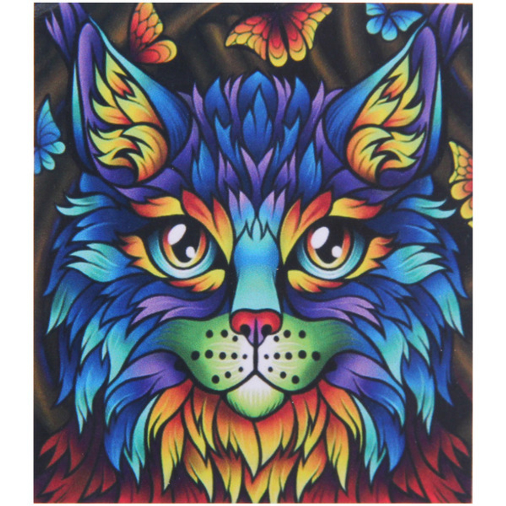 Алмазная мозаика на подрамнике с полным заполнением «МИР ЯРКИХ КРАСОК», радужный кот, 20*20см