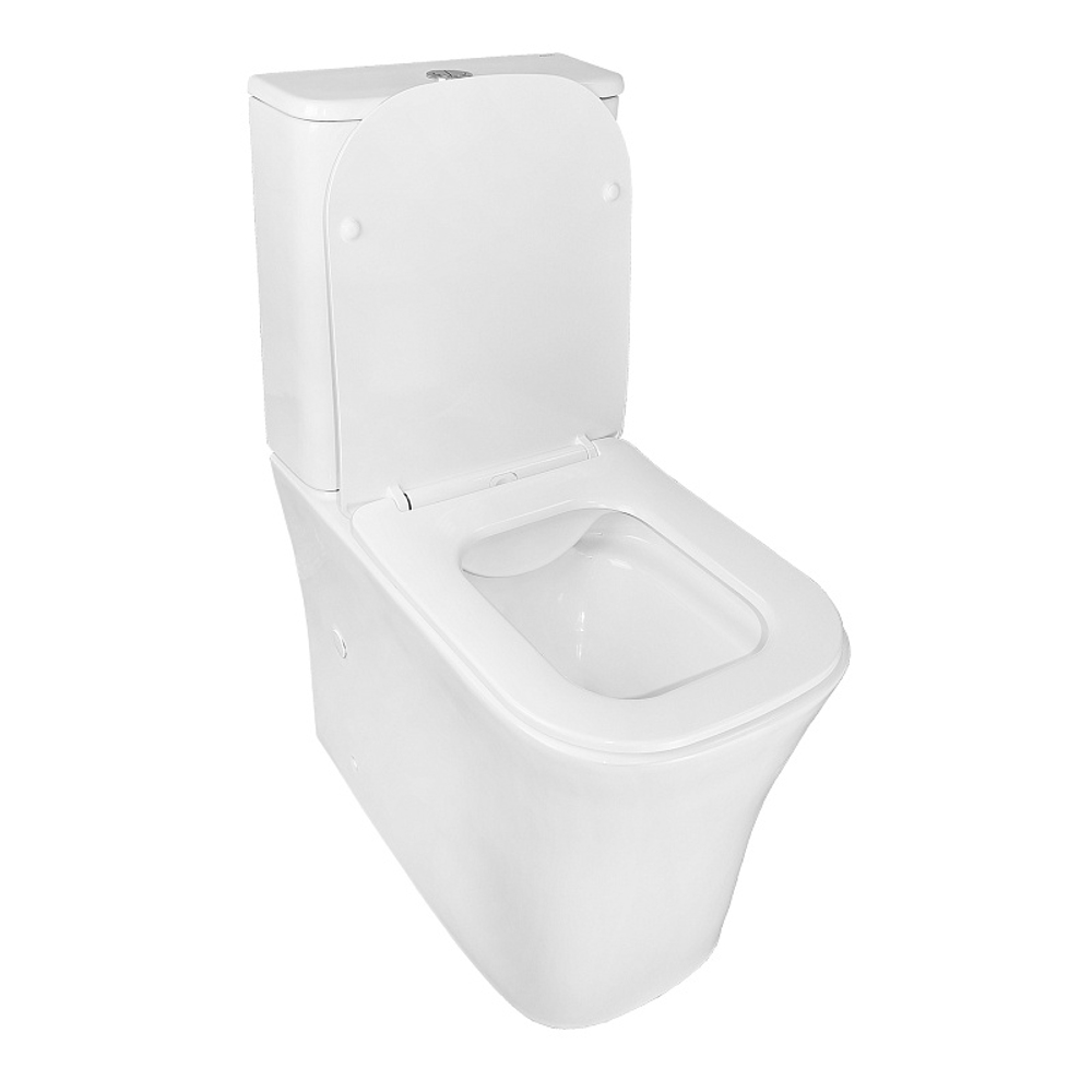 Унитаз-компакт Azario ANTEO SQUARE 385х630х820 напольный, безободковый, с быстросъемным сиденьем микролифт (AZ-1218A)