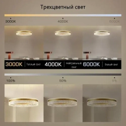 72 Вт золотая круглая из кованого железа светодиодная люстра подвесная потолочная с дистанционным управлением для спальни кухни гостиной