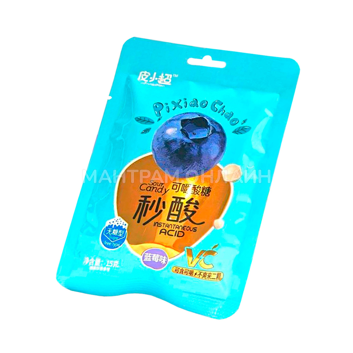 Драже кислое PixiaoChao Instantaneous Sour Candy вкус черника 15 г