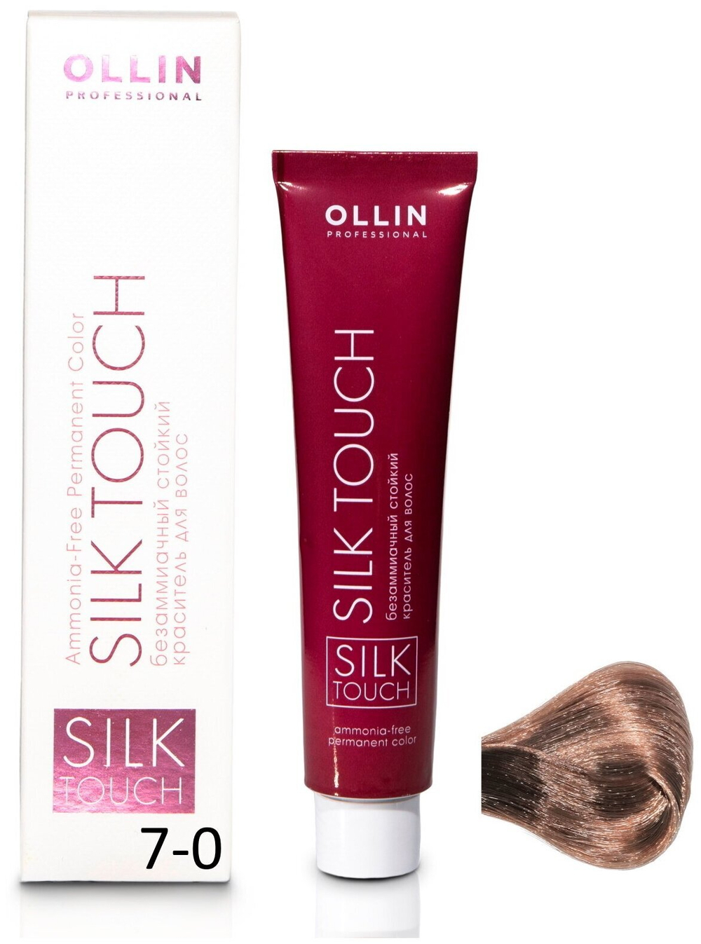 OLLIN SILK TOUCH 7/0 русый 60мл Безаммиачный стойкий краситель для волос