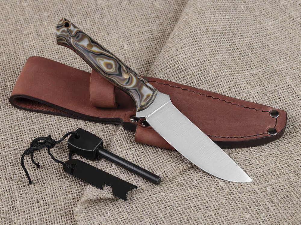 Нож для бушкрафта "Форест", сталь VG-10/Elmax, рукоять микарта (камуфляж)