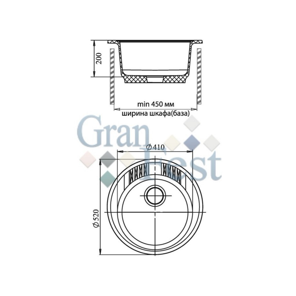 Кухонная мойка GranFest РОНДО GF R 520 Схема