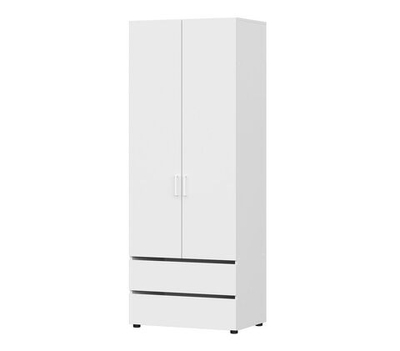 Токио Шкаф двухстворчатый с двумя ящиками Белый текстурный