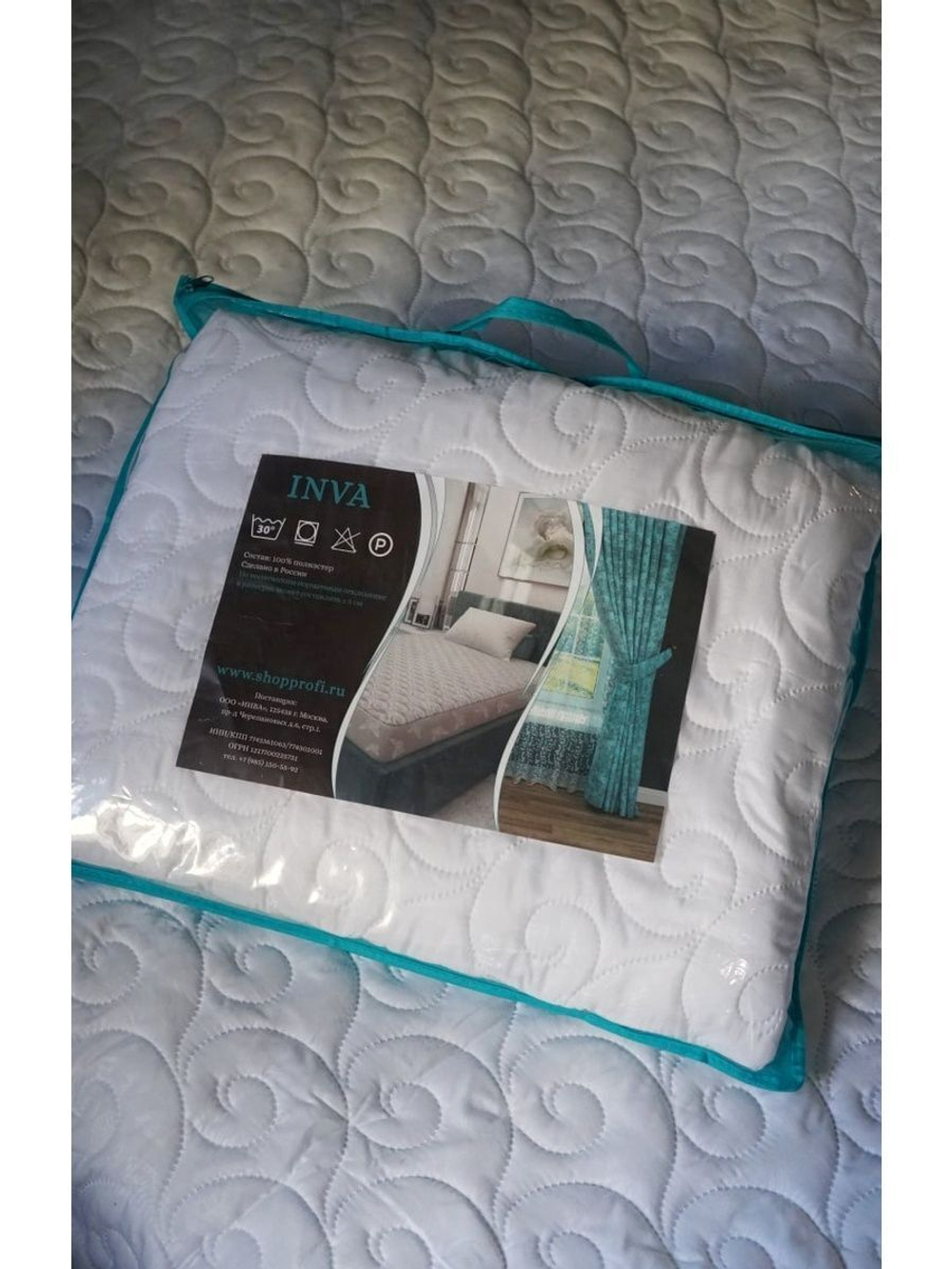 Наматрасник INVA защитный стеганный непромокаемый с бортиком 80 х 200 см / белый
