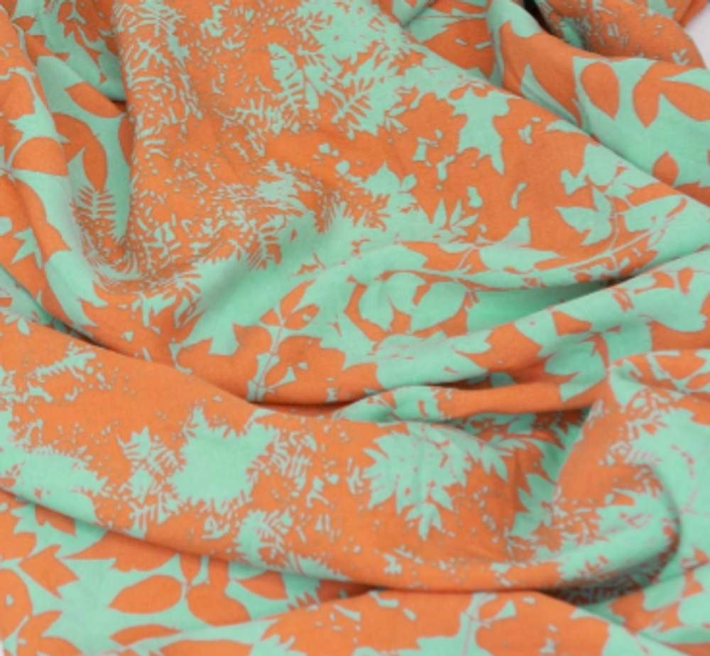 Ткань штапель принт 120 гр/м2, 100% вискоза, ш. 140 см, оранжевый