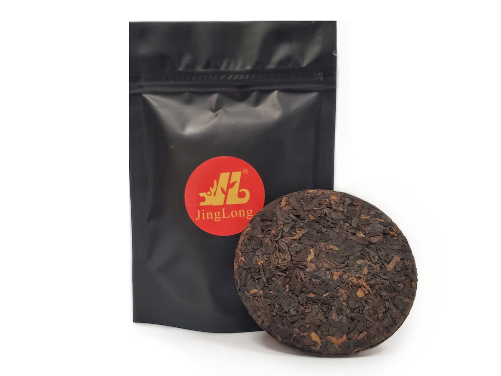 11132 Чай прессованный черный Пуэр Шу "Цзинлун, Баньчжан",  мини бин 50гр