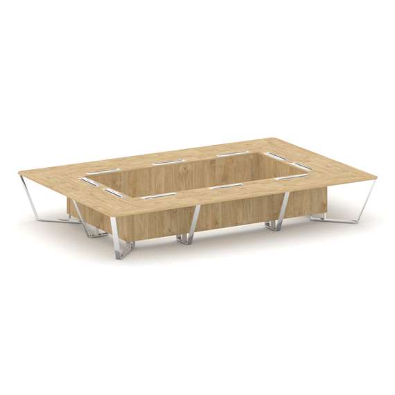 Steel Meet Стол переговорный прямоугольный MD-PR.B.SP-20K Тиквуд Светлый/Нержавеющая Сталь/Хром 4800