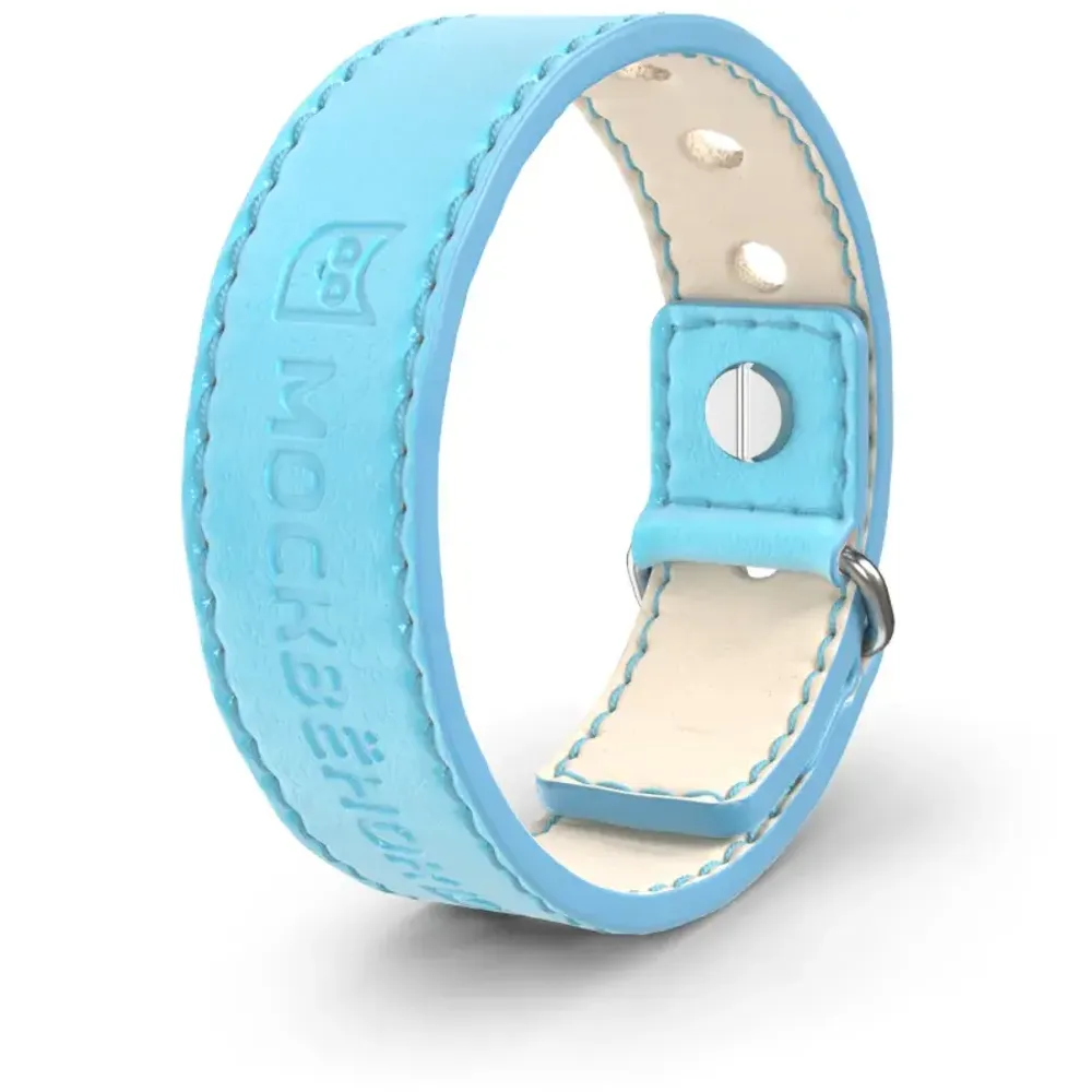 Кожаный браслет Москвёнок STYLE голубой (проход + питание)